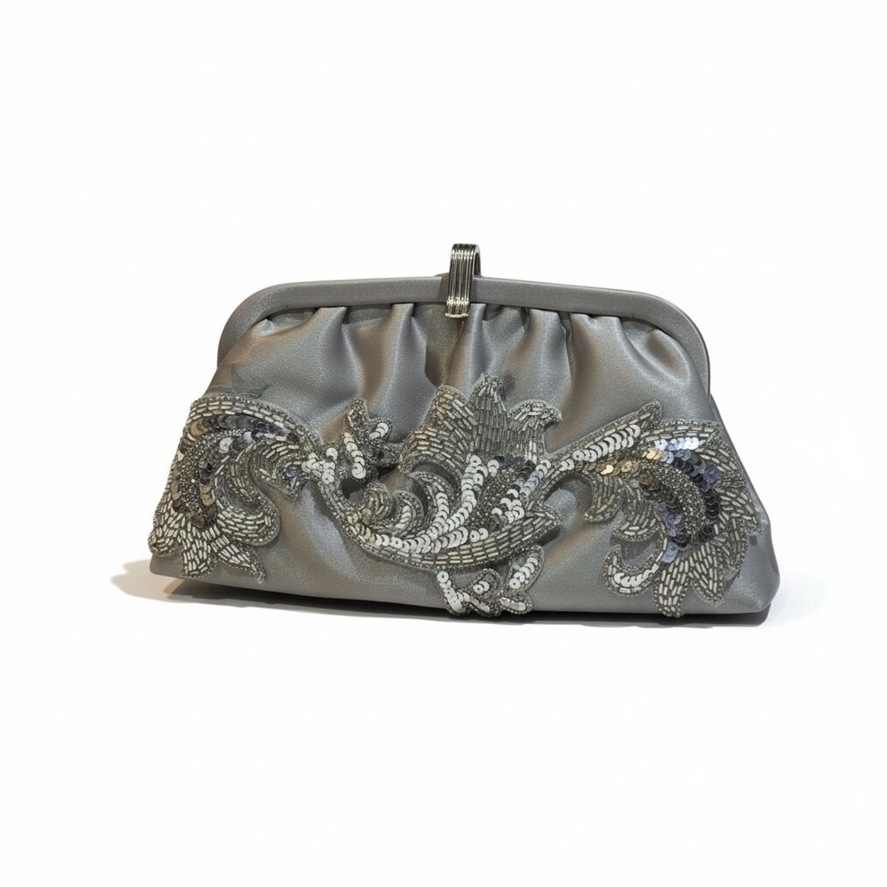 Vintage Silver Clutch with Sequin Detailing